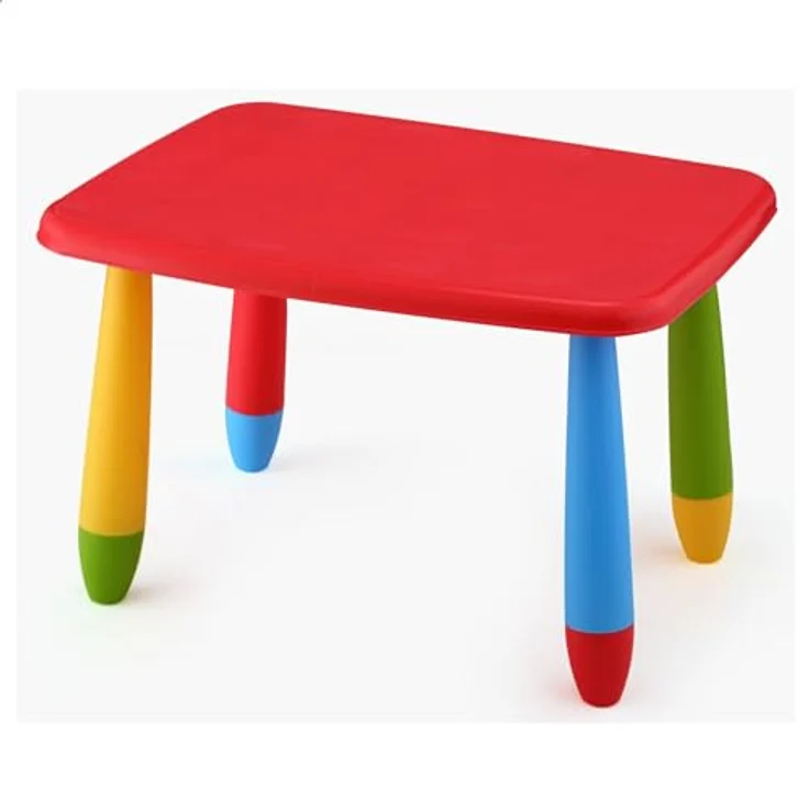Aranaz Kindertisch, rechteckig, rot, multifunktional, modernes Design, 72,5 x 57 x 47 cm, aus Kunststoff, robust, für Garten oder Terrasse – Bild 2