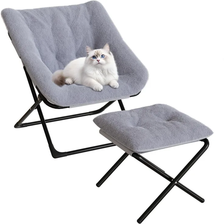 Sessel klappbar Lesesessel Fußhocker Erwachsene Wohnheim Grau