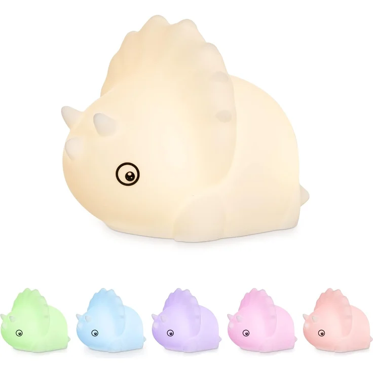 Navaris LED Nachtlicht Dino Design - mit Micro USB Kabel wiederaufladbar - RGB Farbwechsel Kinder Nachttischlampe - Dinosaurier Schlummerlicht – Bild 7