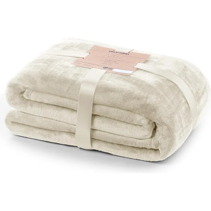 DecoKing Kuscheldecke 160x210 cm Creme Decke Microfaser Tagesdecke Fleece weich sanft kuschelig Ecru Ivory Elfenbein Cream Mic
