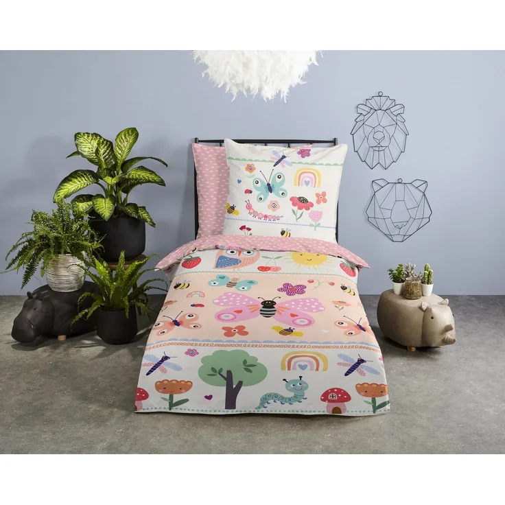 good morning Kinderbettwäsche Rinke, Renforcé, 2 teilig, Baumwolle, Renforcé, Wendeoptik, Kind, Baby, Mädchen