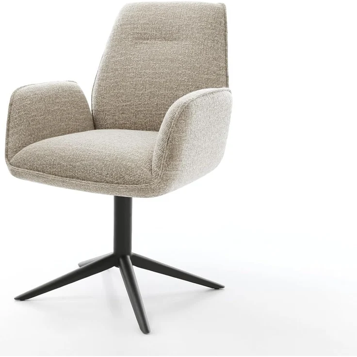 Drehstuhl Zoa-Flex Webstoff Soft Beige Fußkreuz Schwarz 360° drehbar Wippfunktion Taschenfederkern – Bild 3