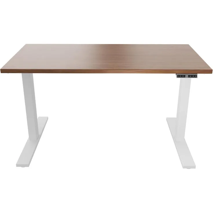 Höhenverstellbarer Schreibtisch E-WonderTech, EWT1608008, Platte 008 Lincoln wallnuss, Gestell 396 weiß, H 630-1280 x B 1600 x T 800