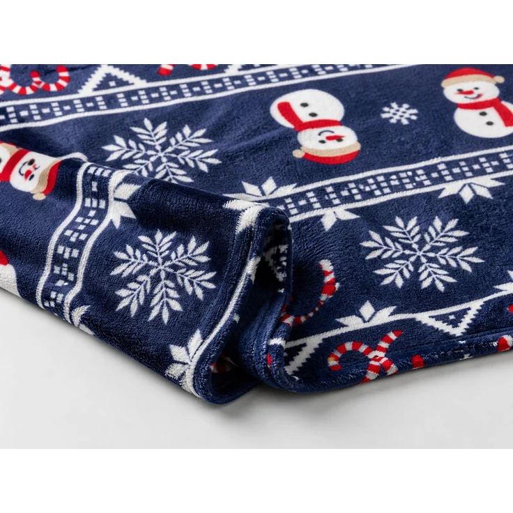 Fleecedecke mit Weihnachtsmotiv Blau 240 x 220 cm – Bild 3