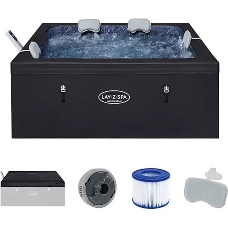 Bestway Whirlpool LAY-Z-SPA® ThermaCore™ Stockholm AirJet™, (Set, 1-tlg, Inkl. App-Steuerung, für max. 6 Personen), 164 x 164 x 65 cm