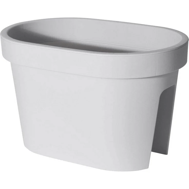 Spetebo Blumentopf Balkon Blumentopf OVAL - klein / grau (Stück, 1 St, Pflanztopf), Kunststoff Pflanzkasten zum Einhängen – Bild 1