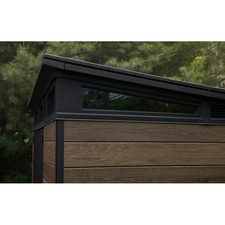 Keter Kunststoff Gerätehaus Signature Walnuss 9x7 inkl. Fußboden 279 x 218 cm braun Holzoptik – Bild 4