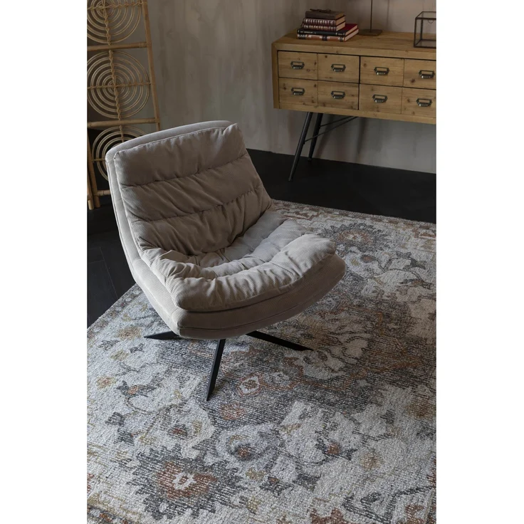 Drehbarer Lounge Sessel VINCE Cordstoff Beige von DutchBone – Bild 3