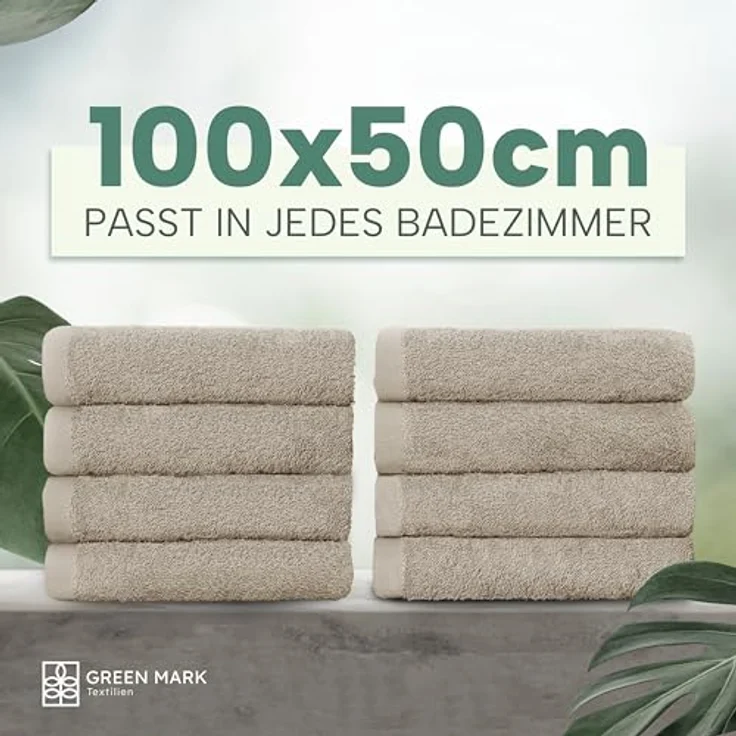 NatureMark 8er Spar-Pack Frottier Handtücher, Handtuch-Set, 50x100 cm, Sand/Beige, 100% Baumwolle – Bild 4