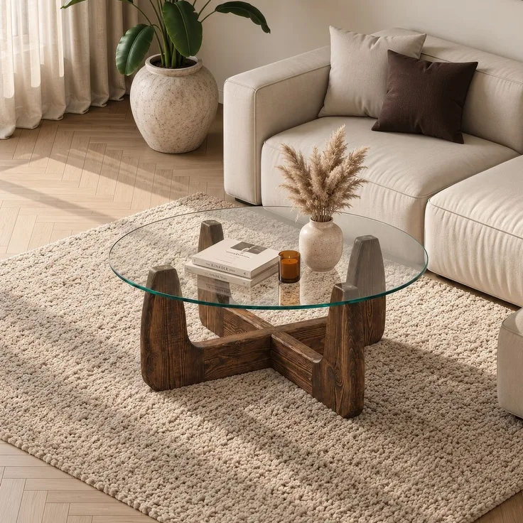 Skye Decor 'Yuvarlak - Walnut' Couchtisch, Walnuss, 80 x 34 x 80 cm