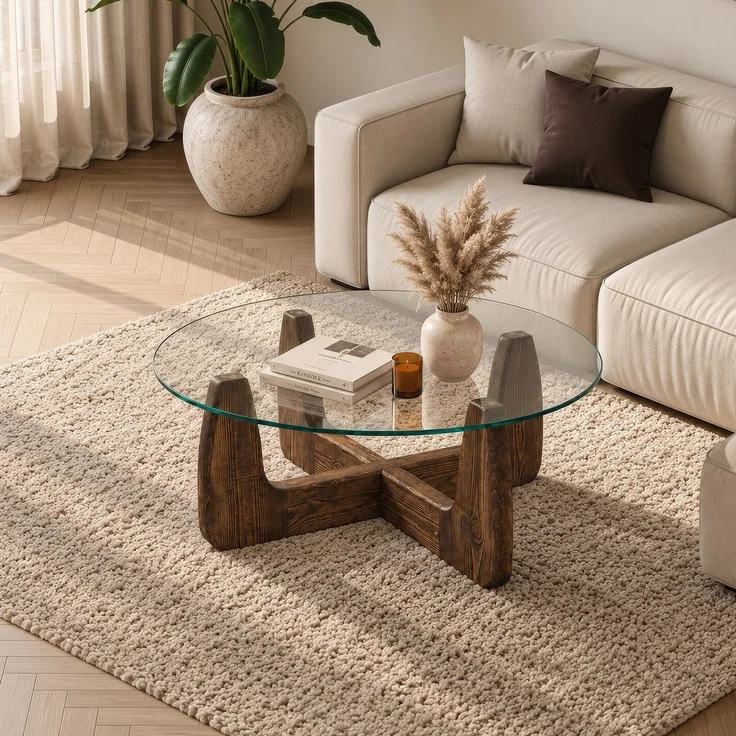 Skye Decor 'Yuvarlak - Walnut' Couchtisch, Walnuss, 80 x 34 x 80 cm – Bild 1