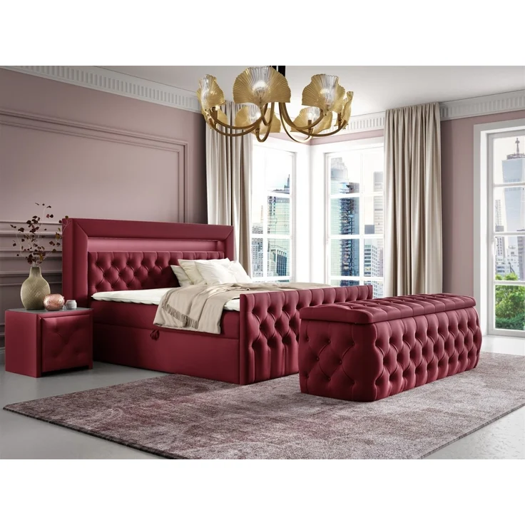 Polsterhocker mit Stauraum ERNESTO 120x50x45 cm Elisa Velvet Bordeauxrot – Bild 5