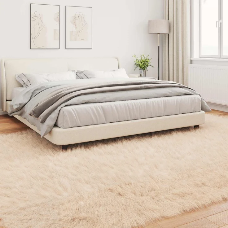 vidaXL Kunstschaffell Teppich Tafalla Beige 200 x 280 cm Polyester 42021485 – Bild 3