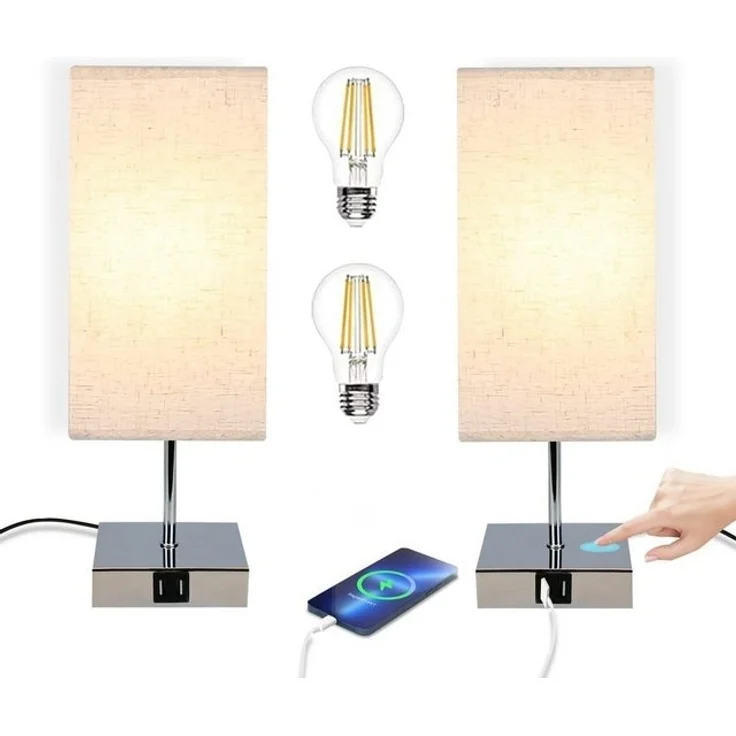 Nettlife Nachttischlampe Nachttischlampe touch dimmbar mit Ladefunktion USB, mit Ladefunktion USB, LED wechselbar, für Schlafzimmer kinderzimmer Bedside – Bild 4