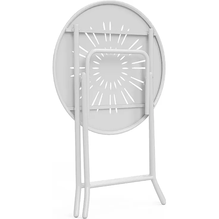 Vente-unique - GUERMANTES Garden dining set Metall Weiß - B 60 cm x H 73,5 cm x L 60 cm – Bild 4
