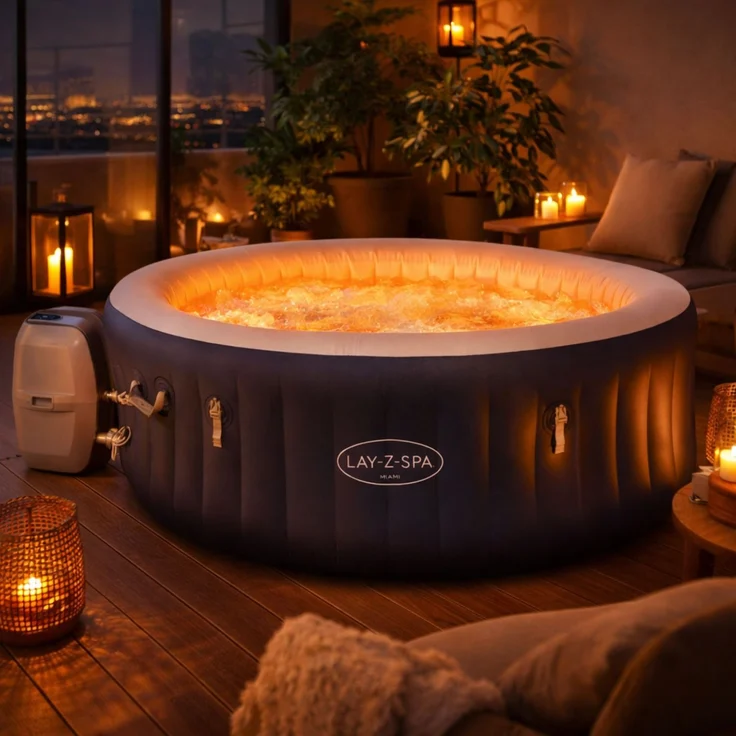 Bestway® LAY-Z-SPA® Energiespar-Whirlpool Miami AirJet™ Ø 180 x 66 cm Dunkelblau – Bild 2