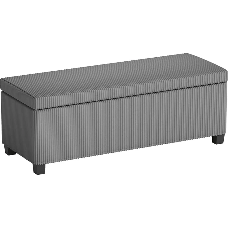 Aufbewahrungsbank aus Cord mit Deckel, für Wohnzimmer, Schlafzimmer, Flur, 112 x 42 x 40 cm, grau – Bild 2