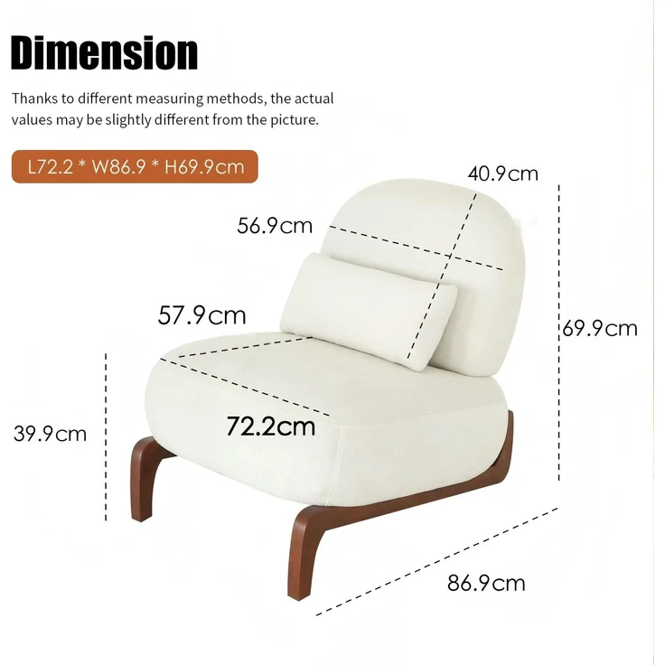 LVHOM Sessel Velvet Glamour mit Holzgestell, Loungesessel mit Kissen, Polstersessel für Wohnzimmer & Schlafzimmer, Skandi-Design, Weiß – Bild 2