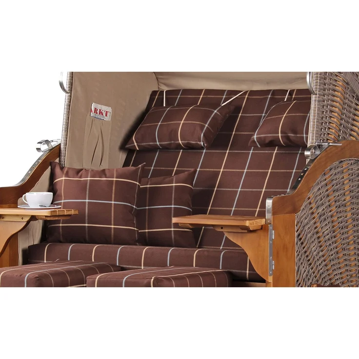 Strandkorb Komplettset - bene living - Schleswig Pinie - PE mokka - Modell 556 – Bild 3