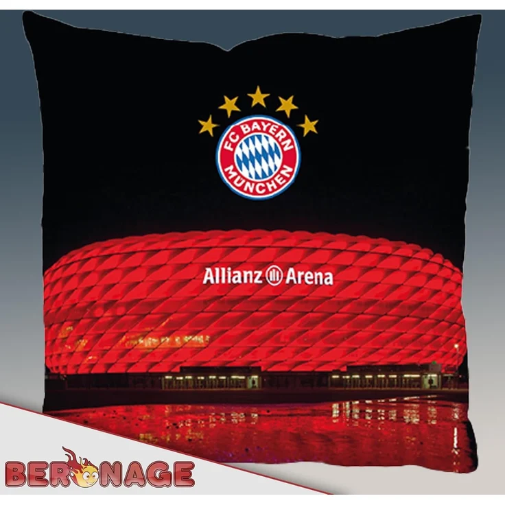 BERONAGE Dekokissen FC Bayern München Kissen Allianz Arena 40x40 cm Fußball-Kuschelkissen, passend zur Bettwäsche, ideal für Sofa, Couch, Bett, Auto, Camping – Bild 5