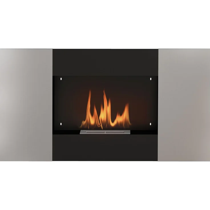 JARDJ 0,9-Liter-Wandkamin mit Bioethanol aus Edelstahl, 100 x 15 x 54 cm, Schwarz und Silber – Bild 2