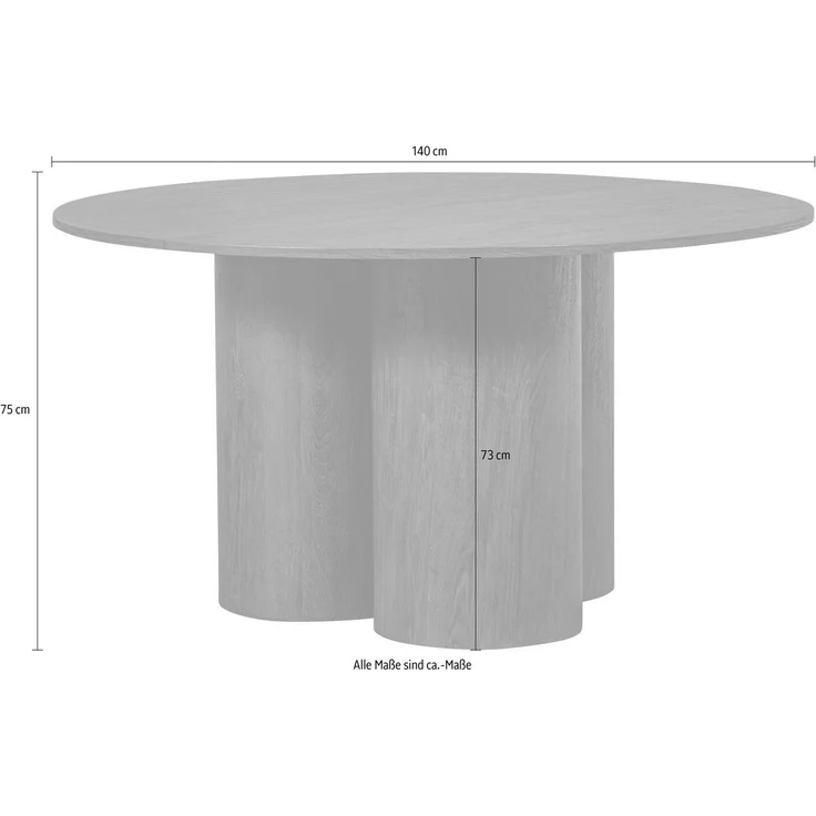 WOOOD Esstisch Oona, runde Form, deutlich sichtbarer Holzmaserung, H 75 cm x Ø 140 cm – Bild 2