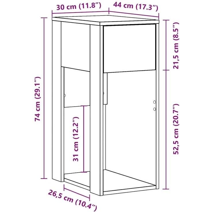 vidaXL Computerschrank mit Schublade Artisan-Eiche 30x44x74 cm 858739 – Bild 9