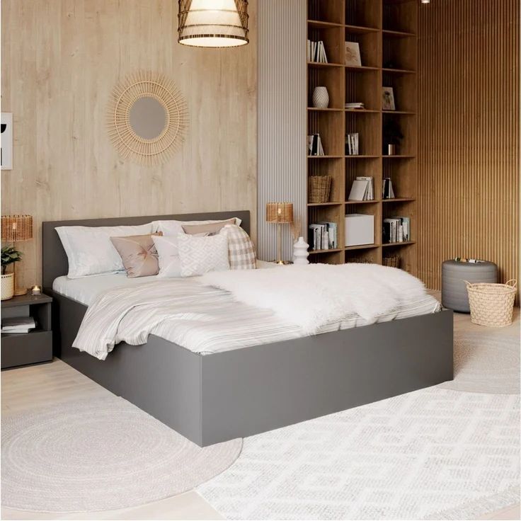 FDM Stauraumbett Bett Stauraumbett PANAMA SP Bettgestell 140x200 & weitere Größen (verfügbar 90x200 120x200 140x200 160x200 180x200cm, Bettrahmen, Bett, mit großen Kopfteil, mit Bettkasten zum aufklappen), mit/ohne Matratze – Bild 5