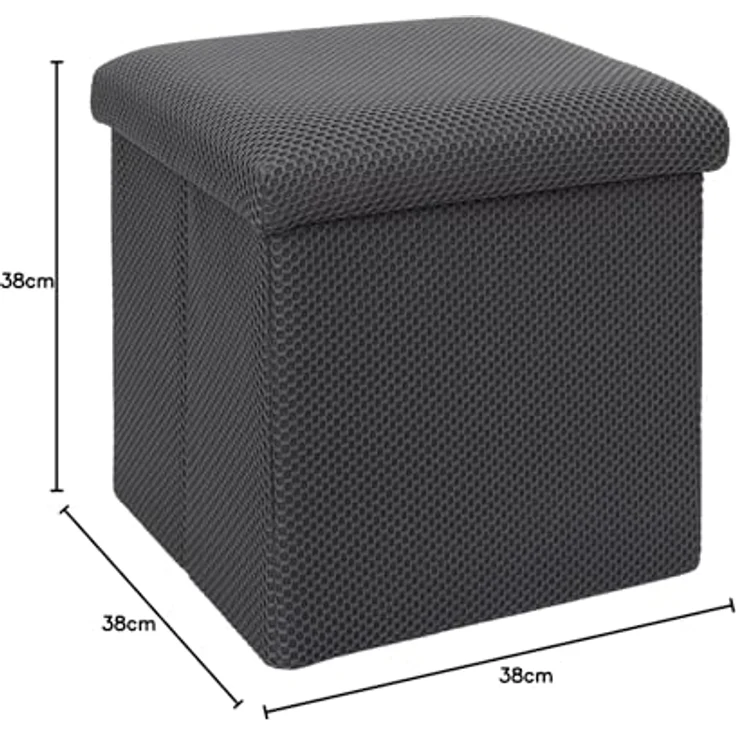 HOME DECO FACTORY, HD0508, Faltbare Ottomane-Truhe, multifunktional, modernes Design, praktische Aufbewahrung und optimaler Komfort, ideal für kleine Räume, 38 cm, Dunkelgrau – Bild 3