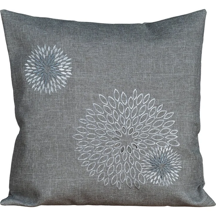 heimtexland Tischdecke Deko Tischwäsche Kissen Serie Pusteblume bestickt (Typ887 1-tlg), Kissenhülle 40x40 I natürlich edle Leinen-Optik I grau – Bild 5