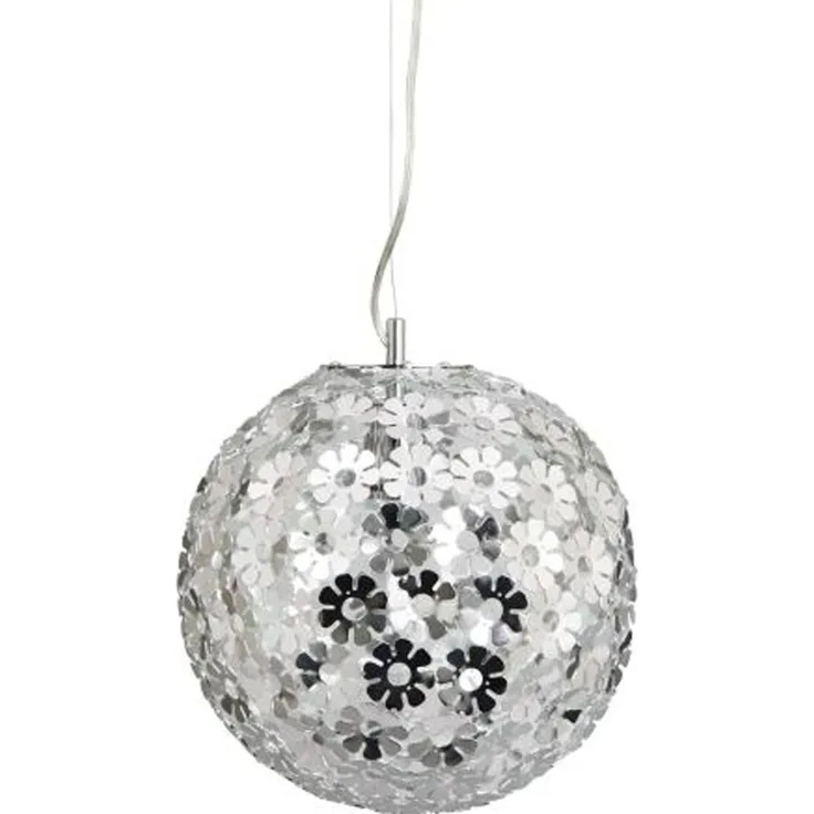 Kugel-Pendelleuchte aus verchromten Aluminiumblumen, stilvolles Design, Ø 30cm