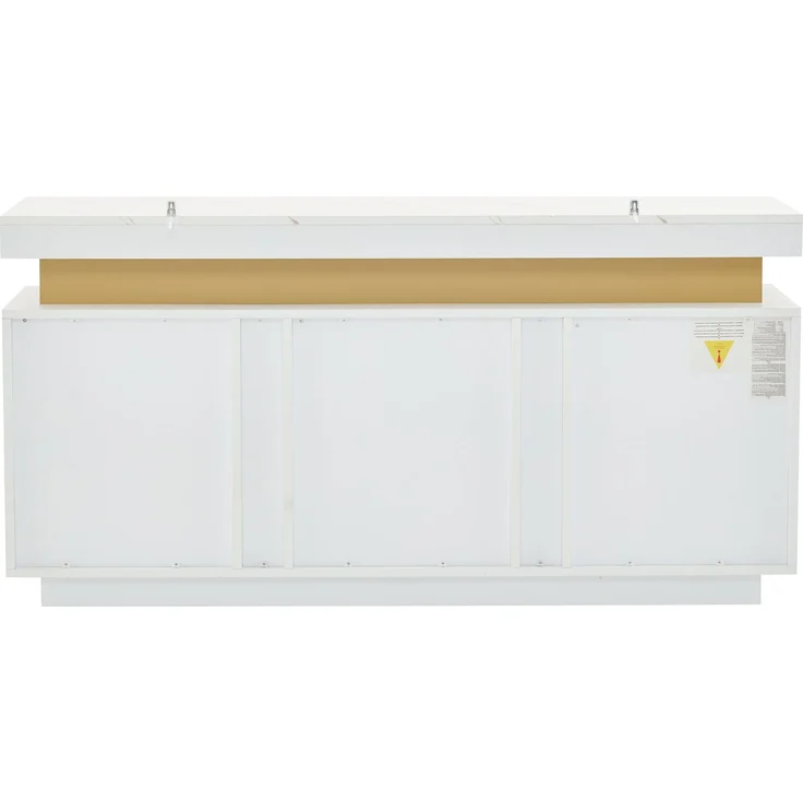 ZUBALIYA Sideboard 140x38x70 cm, mit 3 Türen, aus Spanplatte, Weiß – Bild 17