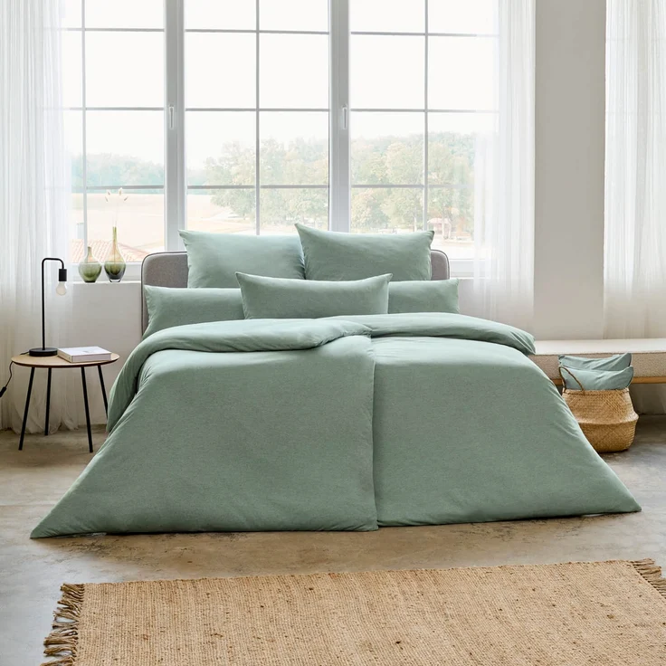 Estella Bettwäsche Takoma 6873 520 Mint Mako Interlock Jersey 200 x 220 + 2x 80 x 80 cm – Bild 4