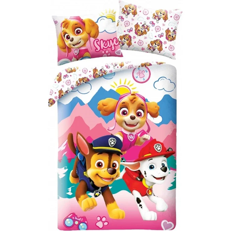 Paw Patrol Bettwäsche Set aus Baumwolle Bettdeckenbezug 140 × 200 cm mit 70 × 90 cm Kissenbezug