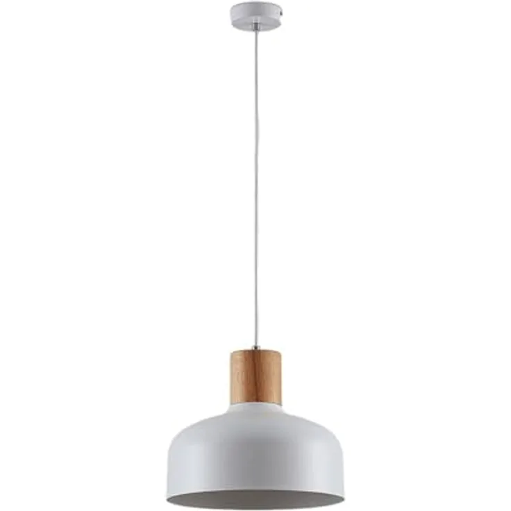 LINDBY Hängeleuchte Carlise mit Holzelement, Pendelleuchte für Wohnzimmer und Esszimmer, gemütliche Atmosphäre