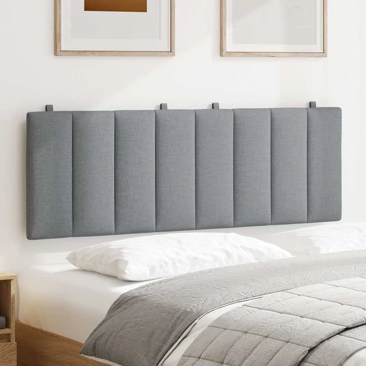 vidaXL Kopfteil-Kissen "Hanko" Hellgrau 140 cm Stoff Grau – Bild 3