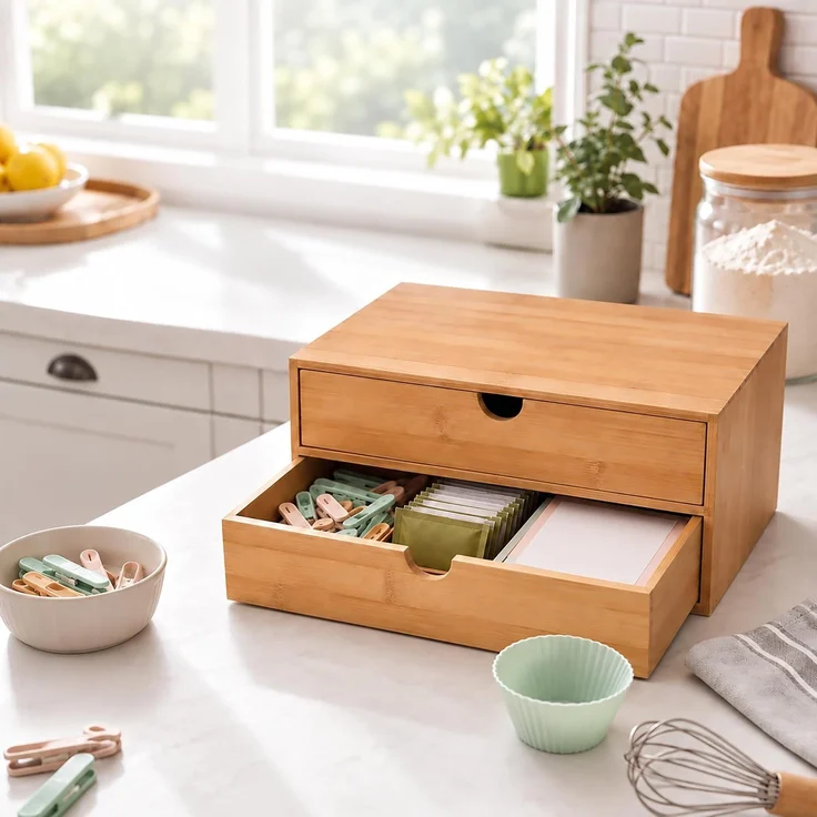 relaxdays Schubladenbox Bambus, (1-St), C – Bild 3