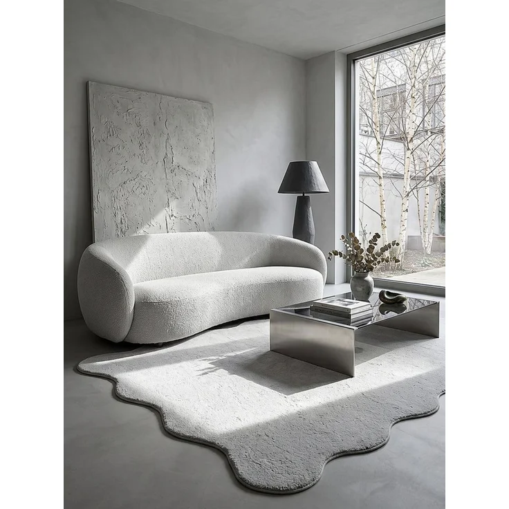 KADIMA DESIGN Teppich TIRSO Hochflorteppich Grau 120x160 Uni Polyester Antirutsch Wohnzimmer, Rechteckig, Höhe: 18 mm, Trittschalldämmend, Strapazierfähig, Fußbodenheizung geeignet – Bild 3