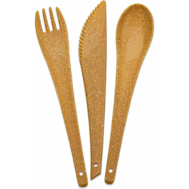 Koziol Besteck-Set 3-teilig Rio, Reisebesteck, To-Go-Besteck, Kunststoff-Holz-Mix, Nature Wood, 7036702