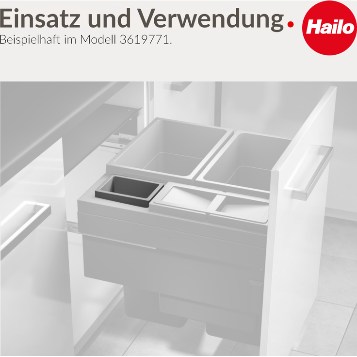 Hailo Inneneimer Kunststoff grau 2,5 L Abfallsammler Mülleimer Mistkübel Einsatz – Bild 4