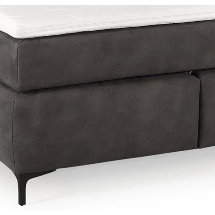 Boxspringbett 140x200cm Bonell-Federkernmatratze H2 Topper Mikrofaser Dunkelgrau – Bild 5