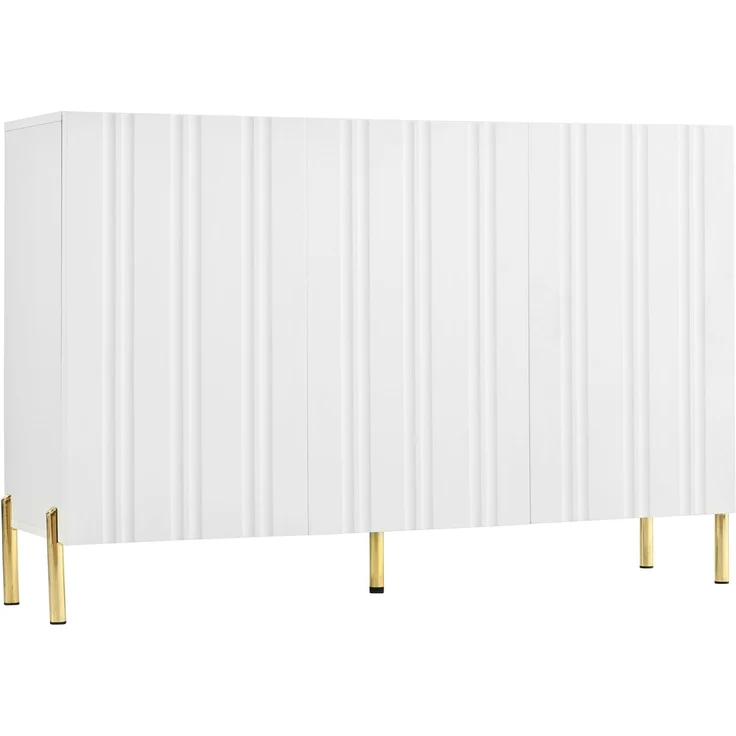 DESVIAE Sideboard Weiß aus MDF/Spanplatte – 120x80x35,5 cm – 3 Türen, verstellbare Einlegeböden – Bild 8