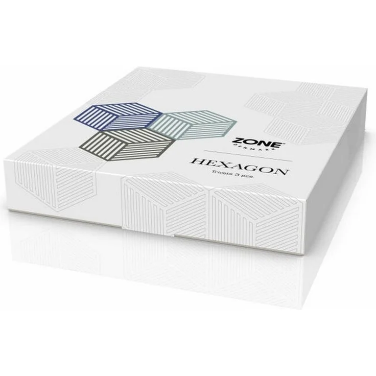 Zone Denmark Topfuntersetzer Hexagon 3er Set Indigo Blue Fog Olive Taupe, Set, 3-tlg. – Bild 1