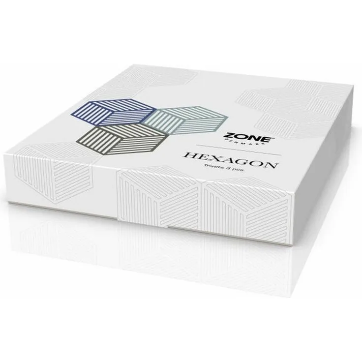 Zone Denmark Topfuntersetzer Hexagon 3er Set Indigo Blue Fog Olive Taupe, Set, 3-tlg.