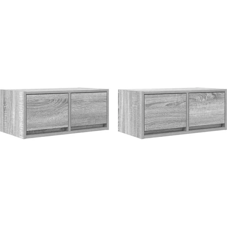 2 pcs TV-Schrank, Lowboard Grau Sonoma 60x31x25,5 cm Holzwerkstoff – Bild 2