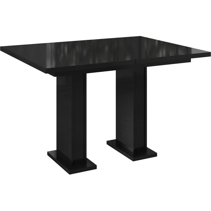 MEBLINI Esstisch Ausziehbar - Esszimmertisch Modern - Küchentisch - Ausziehtisch - Säulentisch - Ausziehbarer Tisch - Dining Table - Esszimmertische - 120-160 x 80 x 76 cm - Gloss - Schwarz Hochglanz