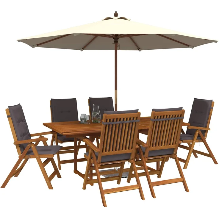 vidaXL Essgruppe für draußen mit Sonnenschirm 8 stk. 6-Sitzer 3438536 – Bild 3