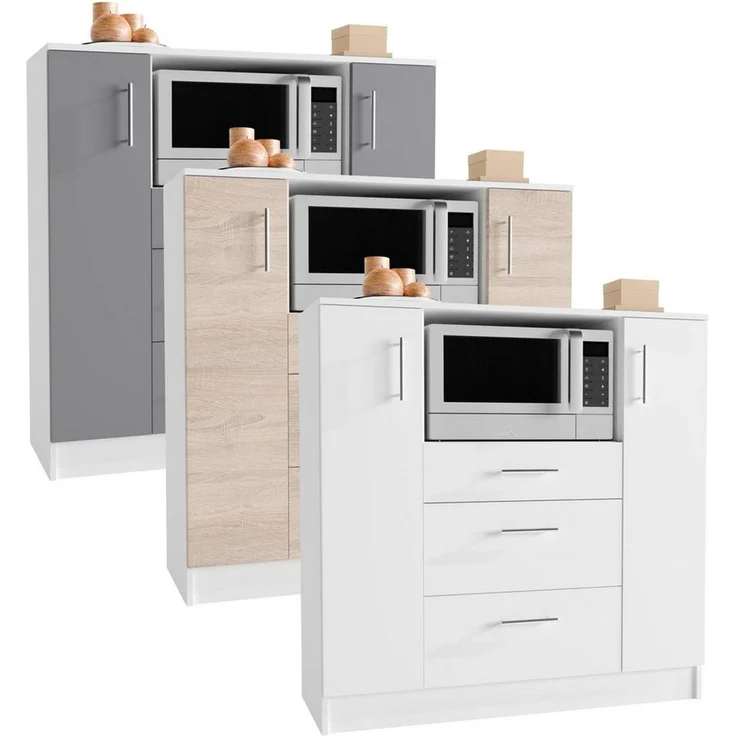VCM Küchenmöbel Unterschrank Esilo 919421 Weiß / Anthrazit H. 110 x B. 109 x T. 40 cm – Bild 1