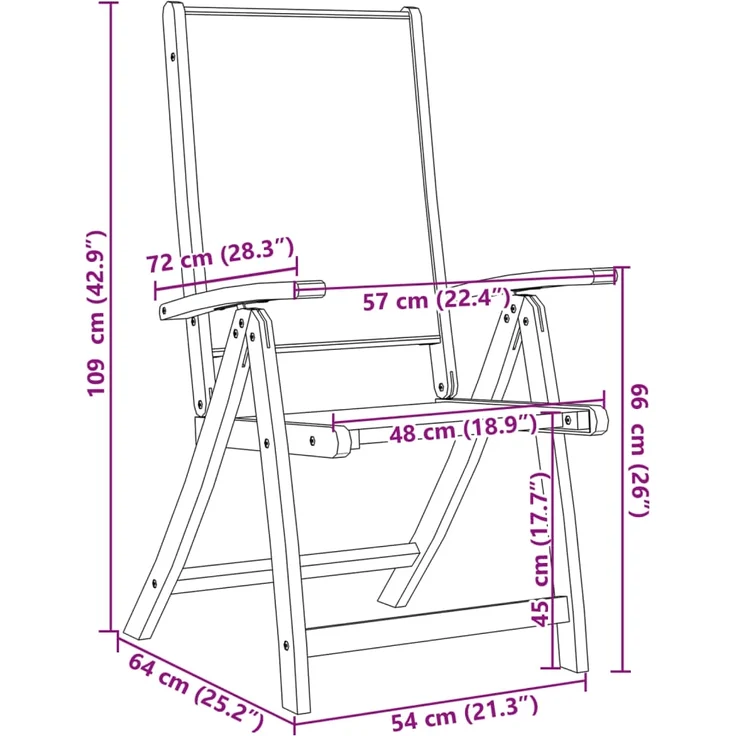 vidaXL Gartenstühle 8 Stk. Klappbar Massivholz Akazie und Textilene 3279243 – Bild 7