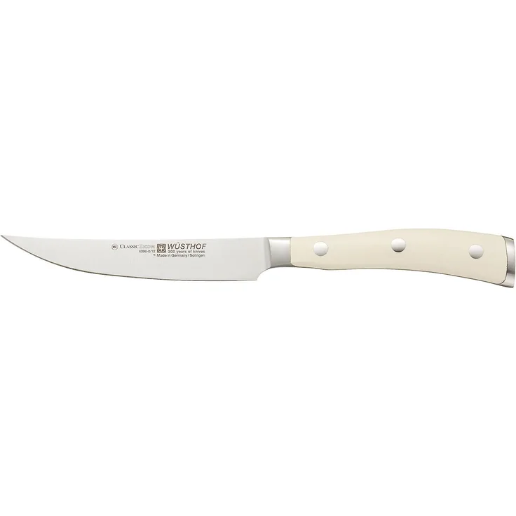 Wüsthof Steakmesser, Classic Ikon Crème (4096-6), 12 cm Klinge, geschmiedet, scharfes Fleischmesser, hochwertiges Design-Messer, weißer Griff
